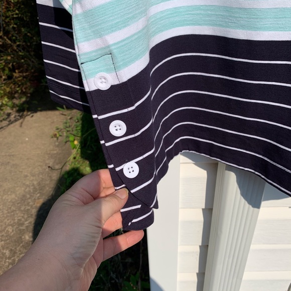 NWT T By Talbots Gray White Green Blue Striped - Picture 3 of 5